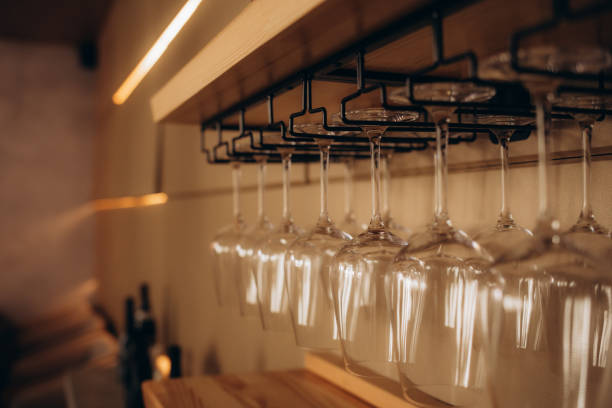 istock Selective focus point on Wine's glass hanging on bar 2149151864