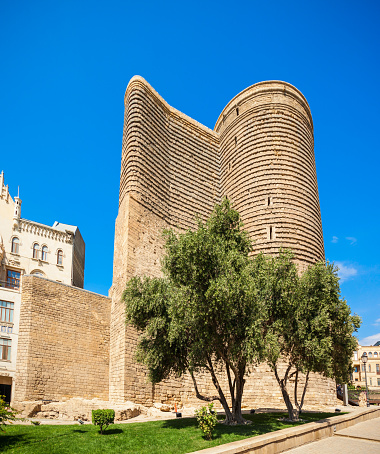 The Maiden Tower or Giz Galasi in the Old City in Baku, Azerbaijan. Maiden Tower was built in the 12-th century, as part of the walled city.