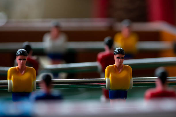 Macro Photo Football Pitch with Figures Entertainment Fun Ball