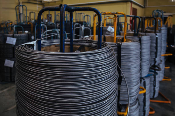 istock Steel wire coil in metalworking factory 2149155786