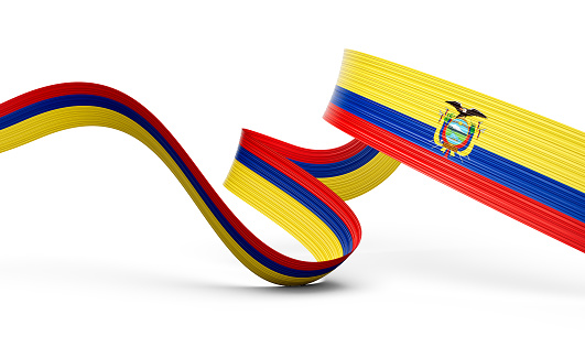 3d Flag Of Ecuador 3d Wavy Shiny Ecuador Ribbon Flag Isolated On White Background 3d Illustration