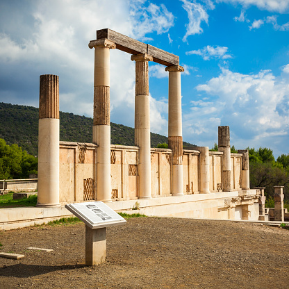 Abaton of Epidaurus at the sanctuary in Greece. Epidaurus is a ancient city dedicated to the ancient Greek God of medicine Asclepius.
