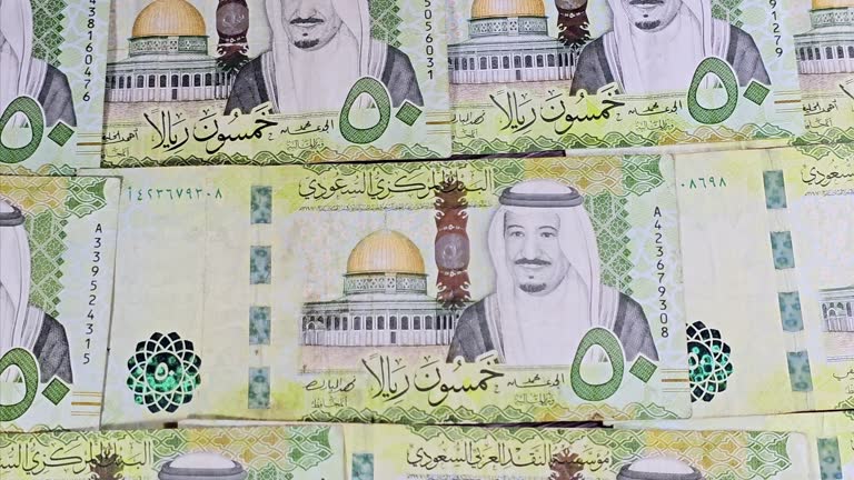 50 fifty Saudi riyals banknote features the dome of the rock in Jerusalem and portrait of king Salman Bin AbdelAziz Al Saud and Al Aqsa mosque in Jerusalem, Saudi Arabia currency