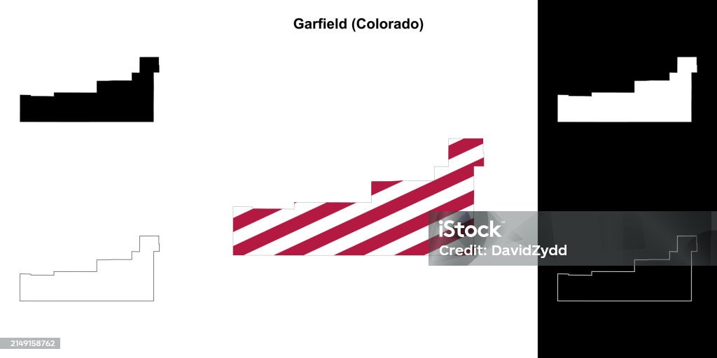 Garfield Counter Garfield County Outline Map Set Stock Illustration - Download Image Now ...