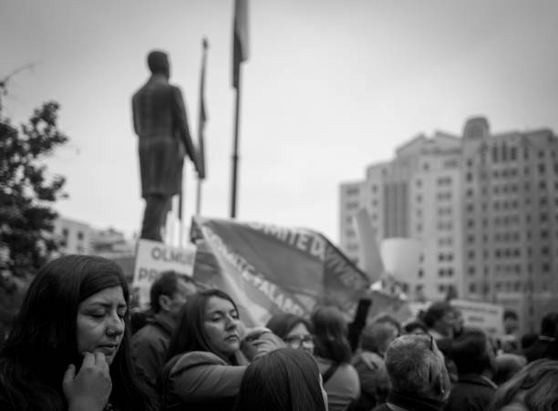 Senior woman marching on a protest