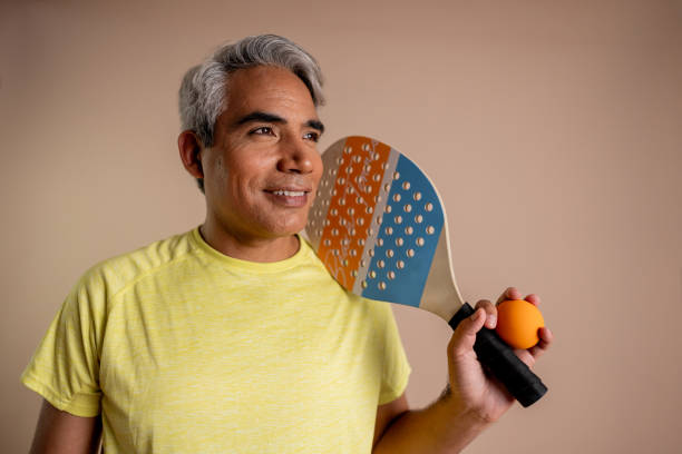 Tennis player on a beige background