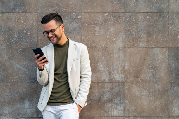 istock Business man and smartphone for reading notification, mobile chat and social network 2149163465