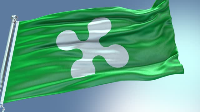Lombardy (Region of Italy) flag waving in the wind