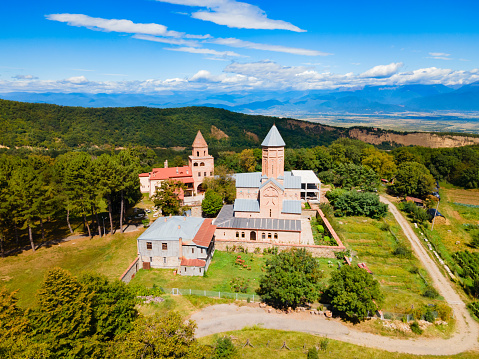 Rohia, Romania - July 20, 2022: Rohia monastery. The monastery of Saint Ana - Rohia, is an Orthodox place of worship, from Maramure County.