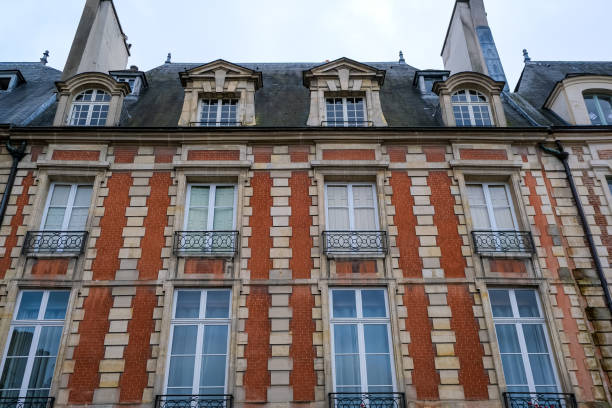 Paris, France: Medieval Place des Vosges High Section, Blue Sky