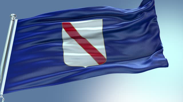 Campania region flag waving in wind