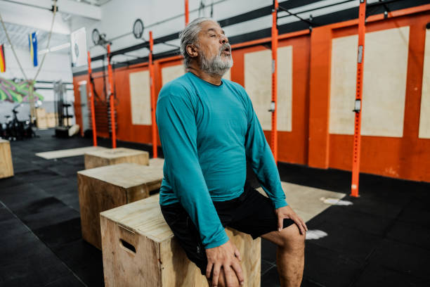 istock Senior man resting after exercise at gym 2149170262