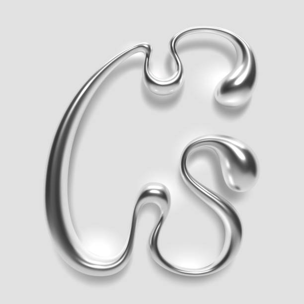 istock Metallic liquid letter G with glossy finish in Y2K style isolated on white for design 2149170750