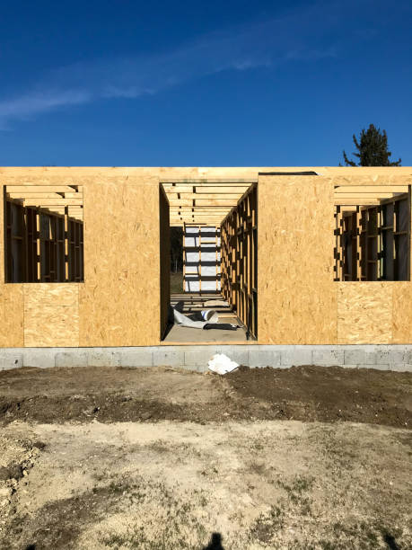 istock front wiew of Construction site of house from SIP panels 2149171123
