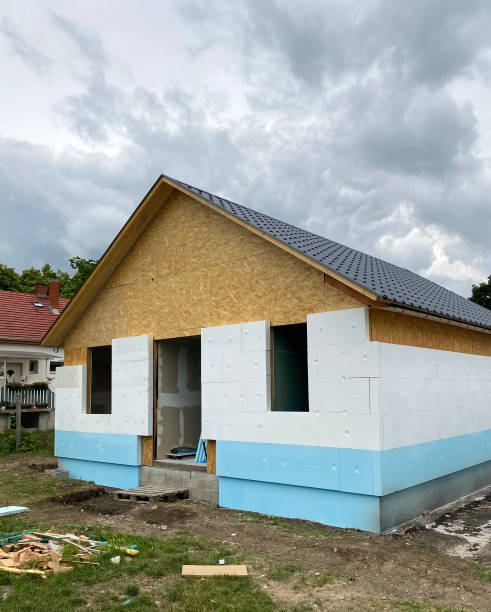 istock front wiew of Construction site of house from SIP panels 2149171136
