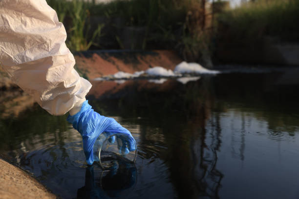 istock Scientists or Environmental staff collect samples of wastewater from factories, Pollution of ecology and environment concept 2149175607