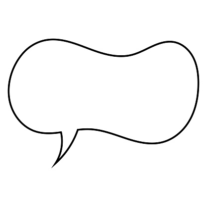 This image features a hand-drawn, cartoon-style empty speech thought bubble, functioning as a conversation line icon and representing an idea symbol. It's presented as a talk bubble illustration designed for use in web applications.