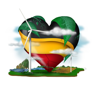 a heart with the Germany flag, ecological, environmental and renewable energies