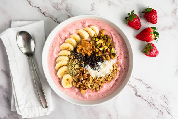 istock Strawberry Smoothie Bowl Loaded with Healthy Toppings 2149178812
