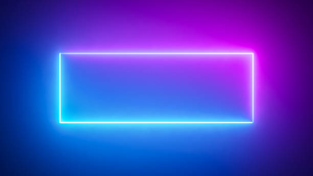 istock Abstract blue pink neon glowing line frame, animated moving led light screen box projection 3d rendering, empty blank space vertical presentation design background, futuristic laser sprectrum backdrop 2149179027