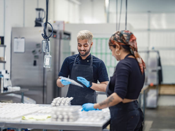 Two chocolatiers working at the chocolate factory