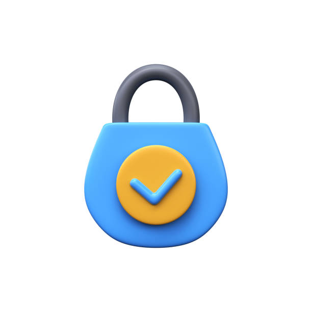 istock Check mark security icon. 3d lock. Stock photo 2149182230