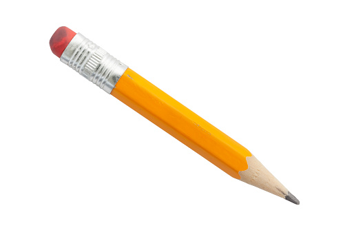 Pencil  with eraser tip on white background.