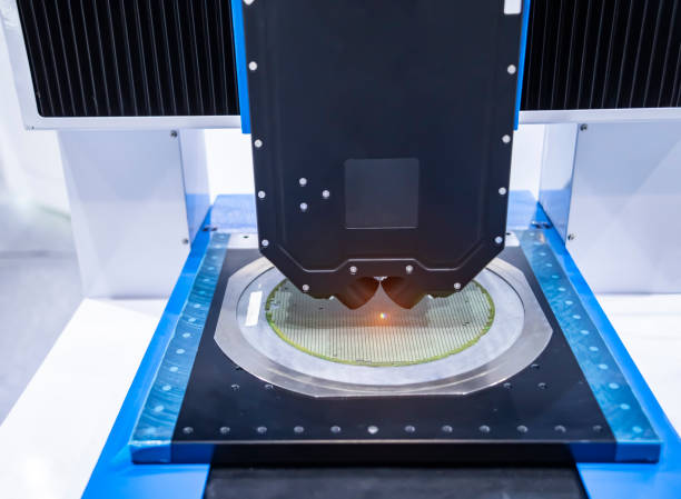 istock silicone wafer under the microscope,integrated circuits to manufacture CPU and GPU 2149185540