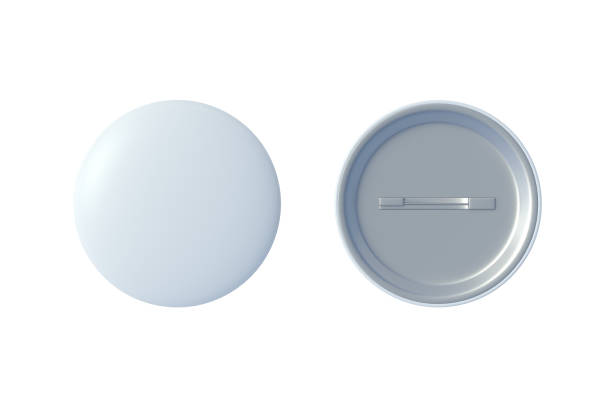 Campaign pin badge isolated on white background. Pinback button. Top view. 3d render