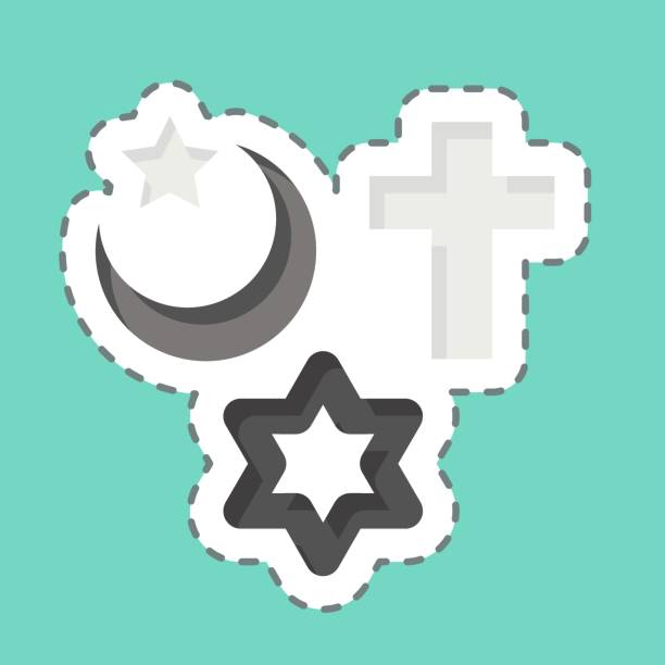 istock Sticker line cut Religion. related to Photos and Illustrations symbol. simple design illustration 2149191672