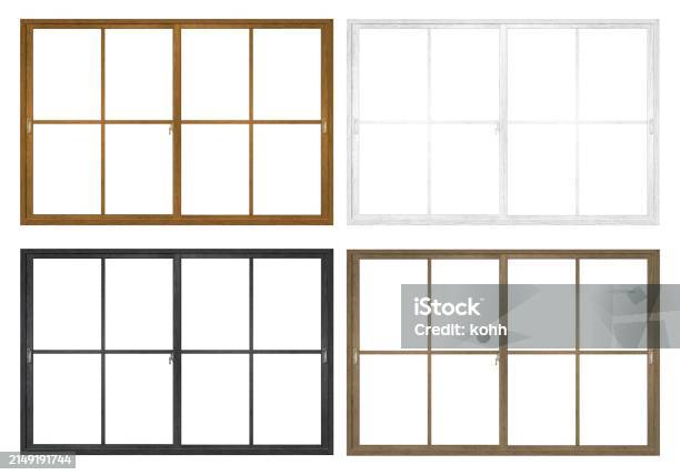 Window Frame Border Design Wooden Window Frame B Set Stock Illustration - Download Image Now ...