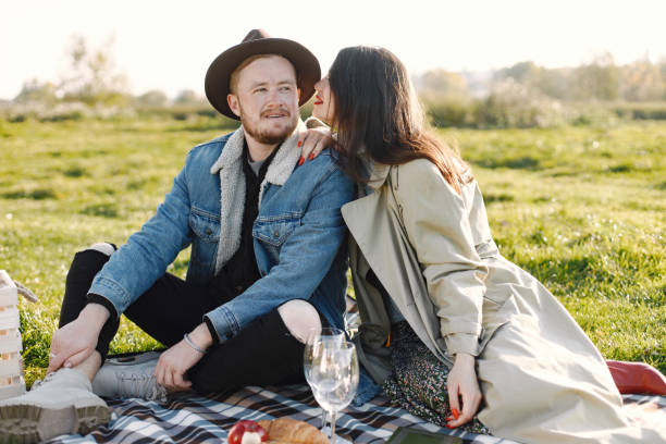 istock Stylish couple have a picnic on a nature and hugging 2149192648
