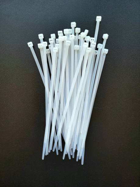 istock Set of white plastic screed  on black background 2149192821