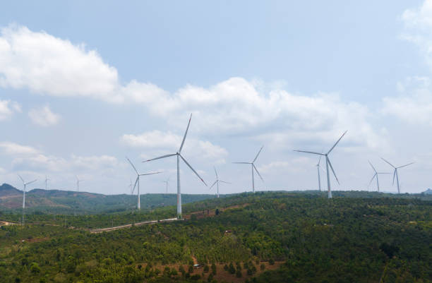 istock Wind power field on the hill, Dak Lak province 2149193394