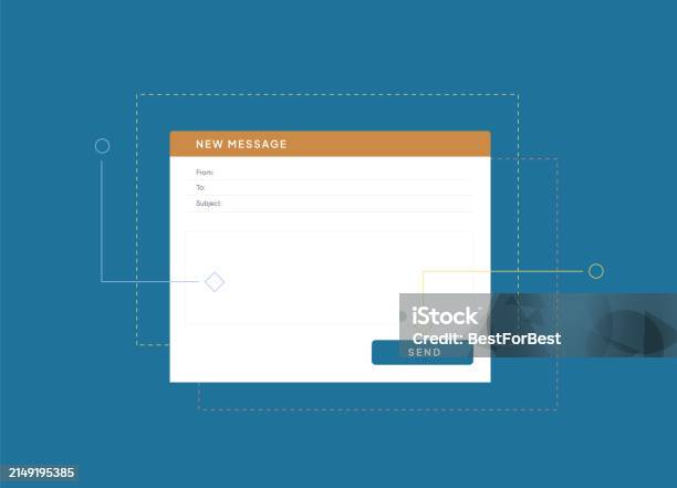 Blank Email Window Template New Message Interface Mockup On Blue ...