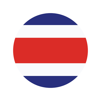 Costa Rica flag. Costa Rican circle flag. Circle icon flag. Button flag icon. Standard color. Computer illustration. Digital illustration. Vector illustration.