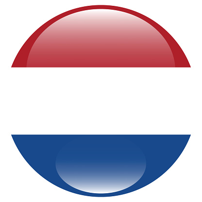 Netherland circle flag. Netherlander circle flag. Flag icon. Standard color. Round flag. Computer illustration. Digital illustration. Vector illustration.