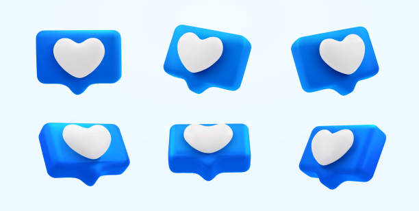 illustrazioni stock, clip art, cartoni animati e icone di tendenza di set di caselle di testo a forma di cuore vettoriale 3d, icone a forma di cuore, notifica di social media d'amore, emoticon sulla casella di chat. icona a forma di cuore su una puntina blu, isolata. set di cuore nell'icona del fumetto. illustrazione vettori - piacere