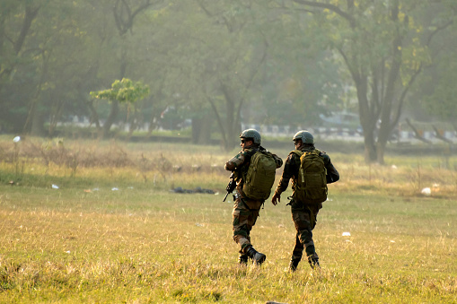 Kolkata, India 15th December 2023 : Para commandos are running