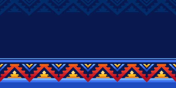 Native american heritage month. Vector banner, poster, card, content for social media. Blue background with native amerindian ornament border. Native american heritage month. Vector banner, poster, card, content for social media. Beige and blue background with native amerindian ornament border. cherokee culture stock illustrations