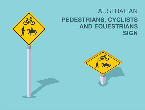 Traffic regulation rules. Isolated Australian pedestrians, cyclists and equestrians