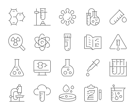 Chemistry Thin Line Icons Vector EPS File.