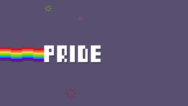 LGBTQ+ PRIDE Month. Loop 4k animation in 70s style.