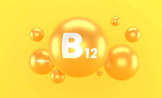 Vitamin B12 Concept On Orange Background
