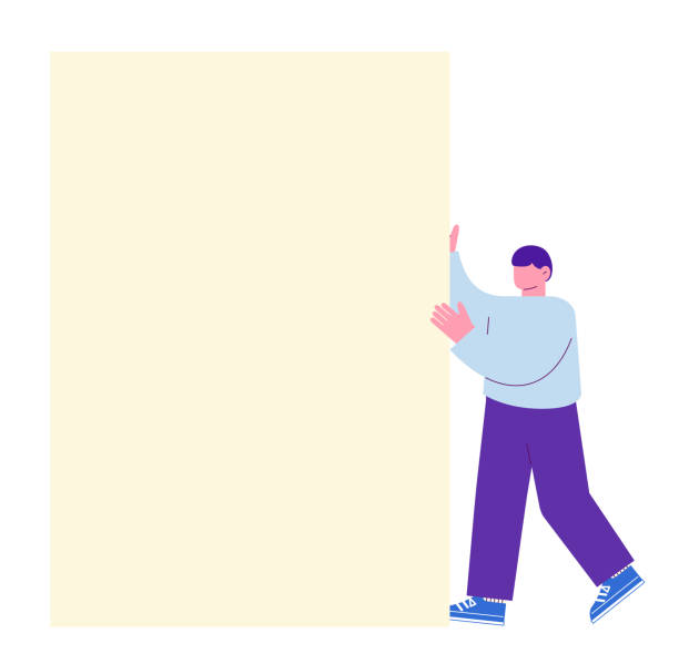 istock Illustration of a man holding a message board. Flat RGB vector isolated on white background. 2149210854