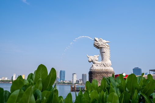 The carp turning into (Ca Chep Hoa Rong)a dragon statue in Da Nang ,
a special significance for the tourism activities of the city.
Viewpoint Ca Chep Hoa Rong da nang city, vietnam.