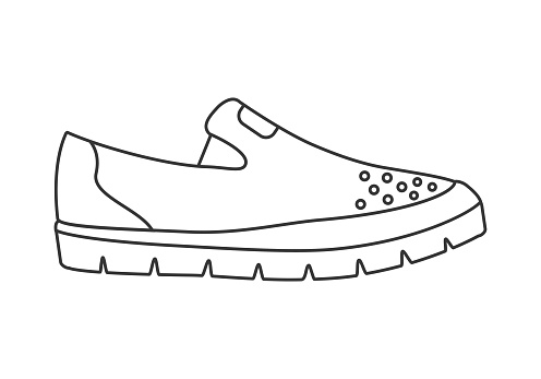Casual shoes with decorative rivet holes in front line icon vector illustration