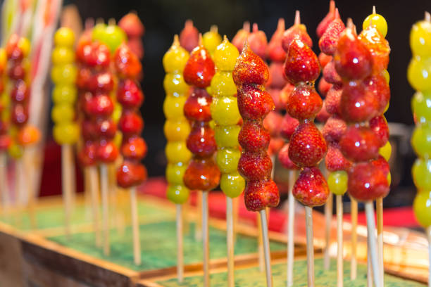 Ichigo Ame - Candied Strawberries, Japanese Street Food