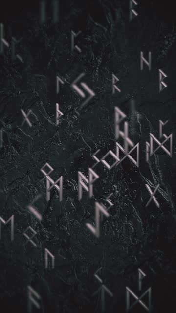 Vertical Video - Dark Runic Symbols Motion Background