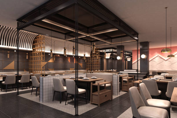 istock 3d render of cafe restaurant interior 2149219731